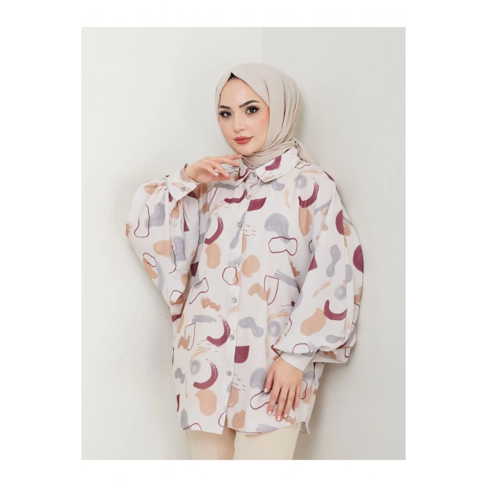 Desenli̇ Jesi̇ca Gömlek Standert Beden Uzun Kol 2504 Bordo