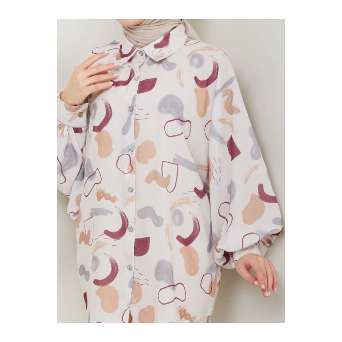 Desenli̇ Jesi̇ca Gömlek Standert Beden Uzun Kol 2504 Bordo