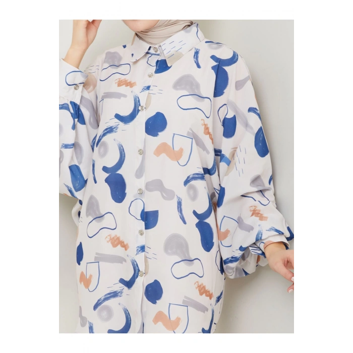 DESENLİ JESİCA GÖMLEK STANDERT BEDEN UZUN KOL 2504 LACİVERT