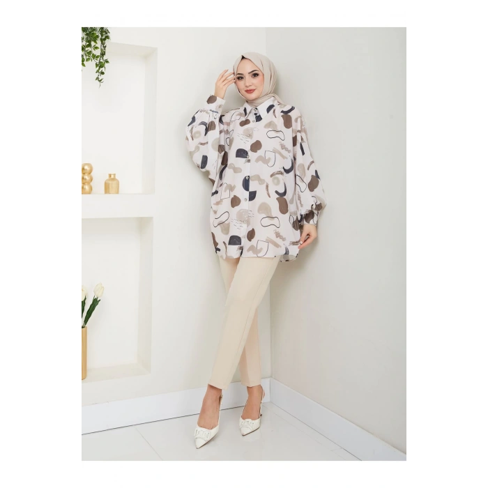 Desenli̇ Jesi̇ca Gömlek Standert Beden Uzun Kol 2504 Si̇yah