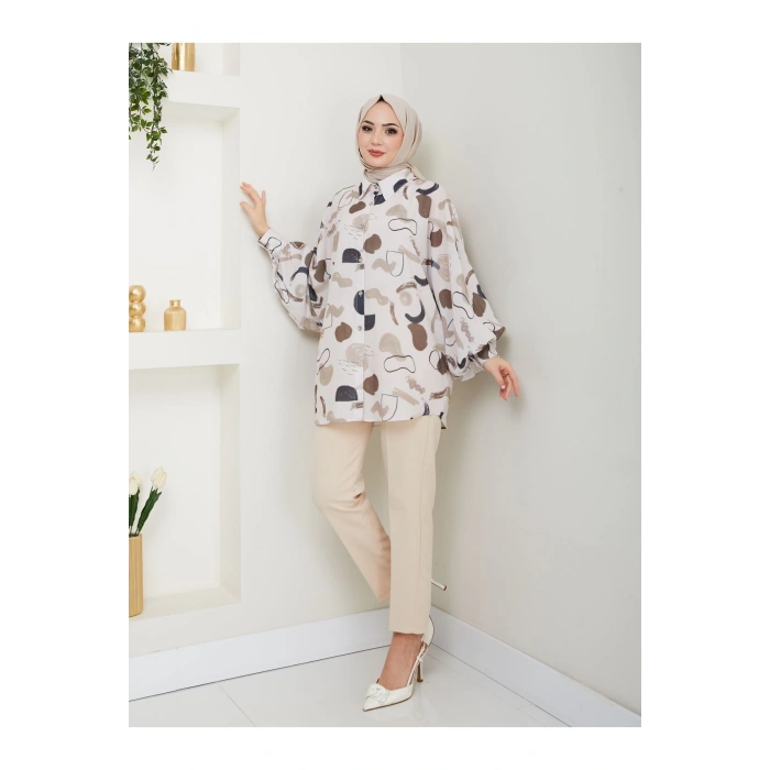 Desenli̇ Jesi̇ca Gömlek Standert Beden Uzun Kol 2504 Si̇yah