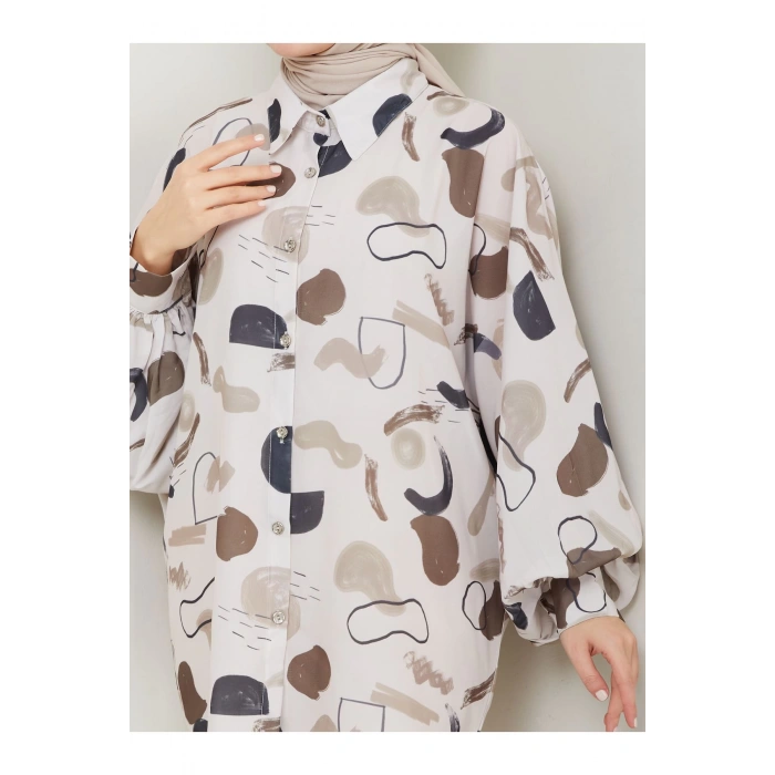 Desenli̇ Jesi̇ca Gömlek Standert Beden Uzun Kol 2504 Si̇yah