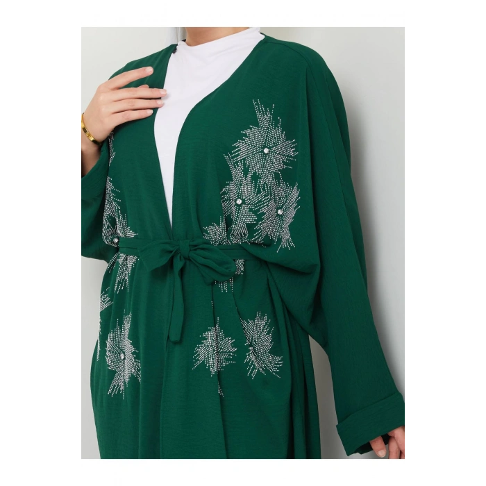TAŞLİ KİMONO AYROBİN TESETTÜR TAKIM 634 ZÜMRÜT