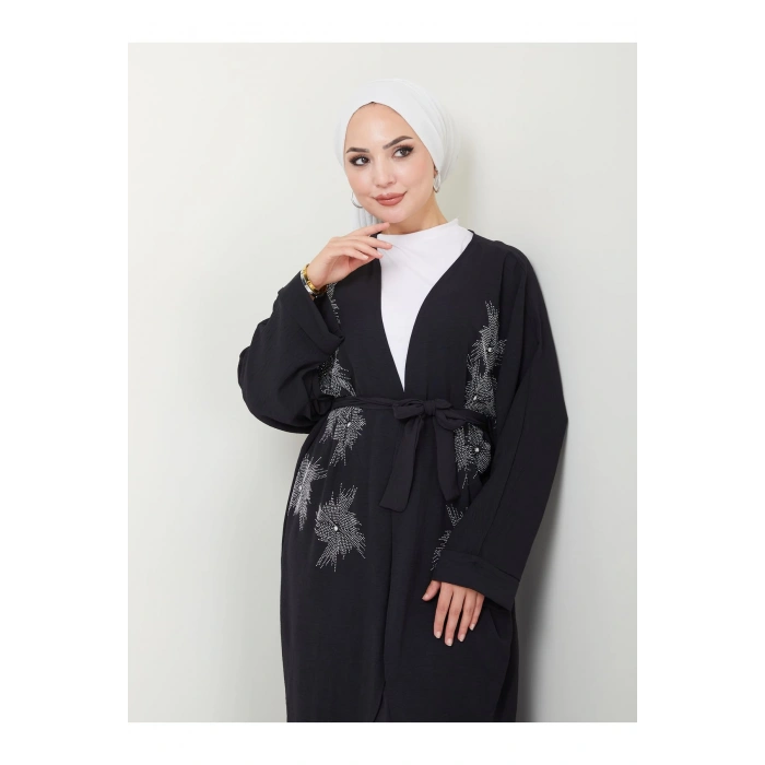 TAŞLİ KİMONO AYROBİN TESETTÜR TAKIM 634 SİYAH