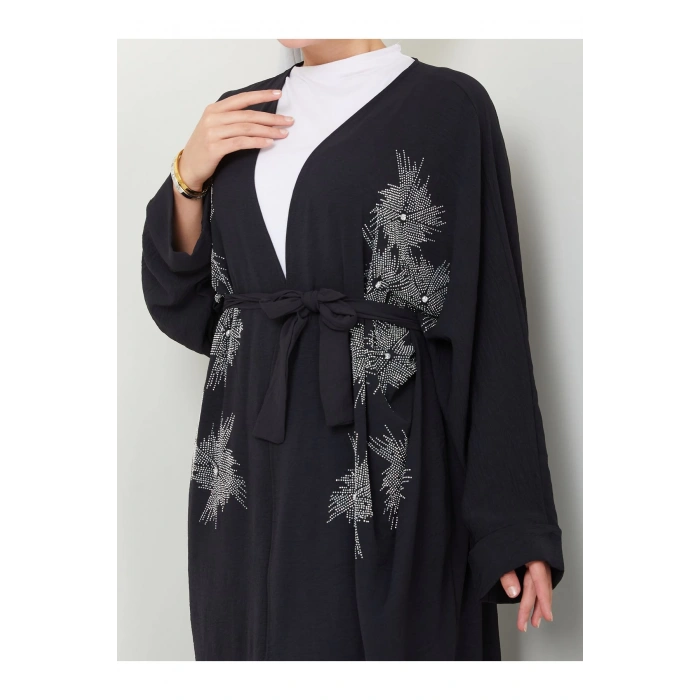 TAŞLİ KİMONO AYROBİN TESETTÜR TAKIM 634 SİYAH