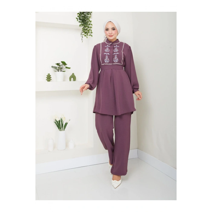 NAKIŞLI AYROBİN TESETTÜR TAKIM 637 GRİ MÜRDÜM