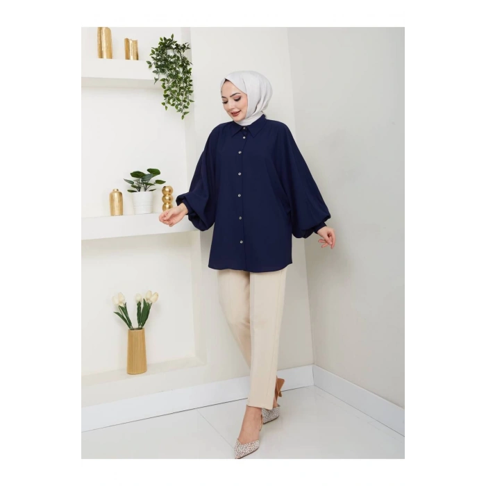 DÜZ JESİCA GÖMLEK STANDERT BEDEN UZUN KOL 2510 LACİVERT