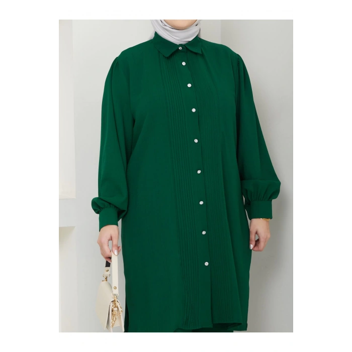 UZUN BOY GÖMLEK TAKIM  BATTAL TESETTÜR TAKIM ZÜMRÜT