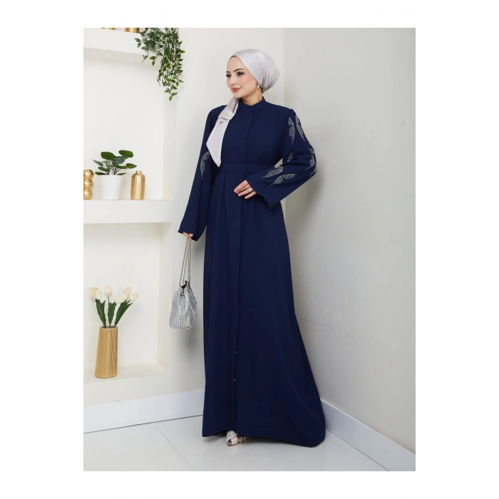 Taşli̇ Abaya Tesettür Giyim Kadin Ferace Elbise Laci̇vert