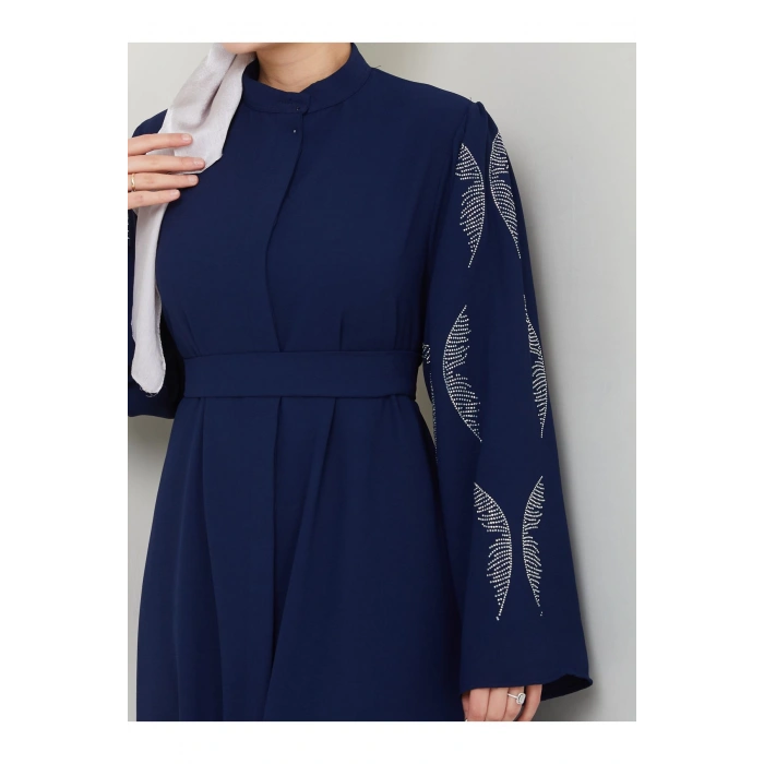 Taşli̇ Abaya Tesettür Giyim Kadin Ferace Elbise Laci̇vert