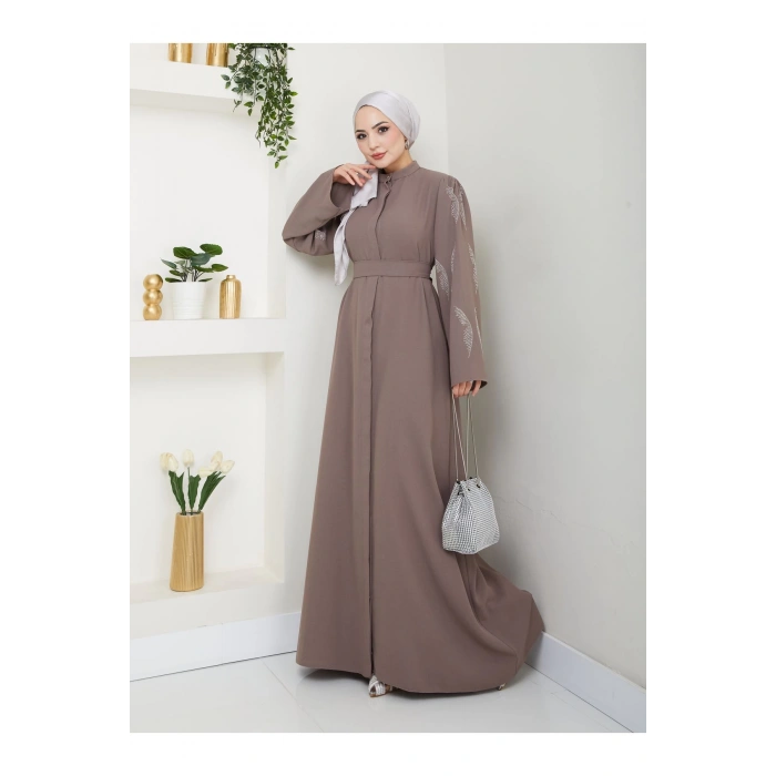 Taşli̇ Abaya Tesettür Giyim Kadin Ferace Elbise Vi̇zon
