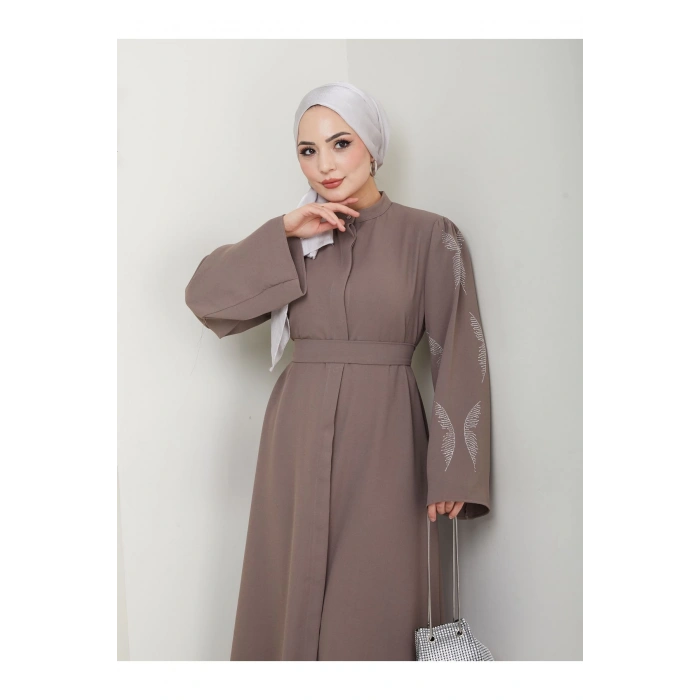 Taşli̇ Abaya Tesettür Giyim Kadin Ferace Elbise Vi̇zon