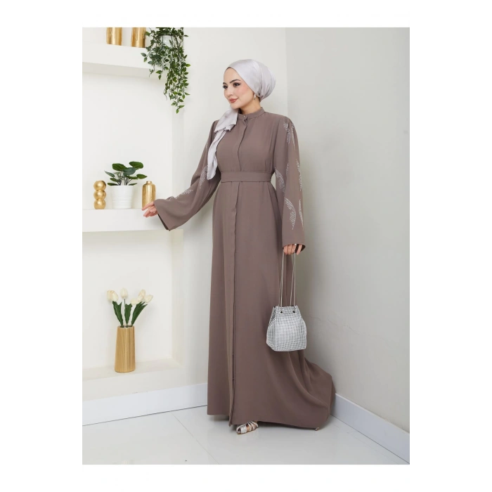 Taşli̇ Abaya Tesettür Giyim Kadin Ferace Elbise Vi̇zon