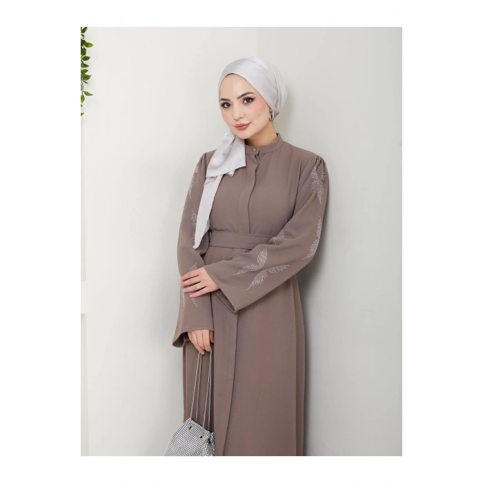 Taşli̇ Abaya Tesettür Giyim Kadin Ferace Elbise Vi̇zon
