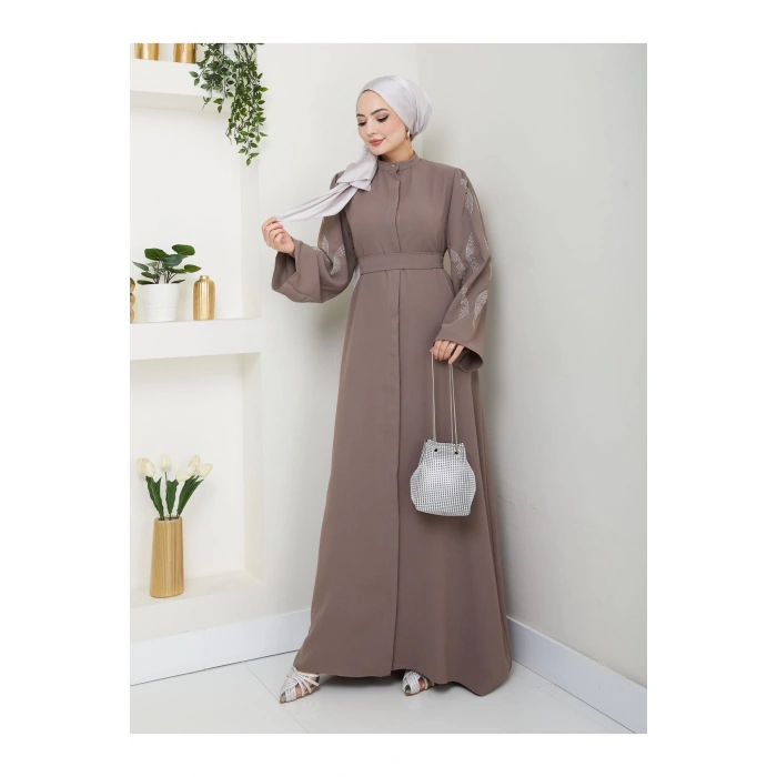 Taşli̇ Abaya Tesettür Giyim Kadin Ferace Elbise Vi̇zon