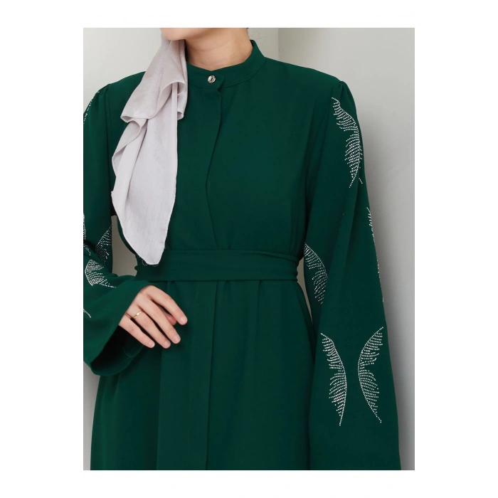 TAŞLİ ABAYA TESETTÜR GIYIM KADIN FERACE ELBISE ZÜMEÜT