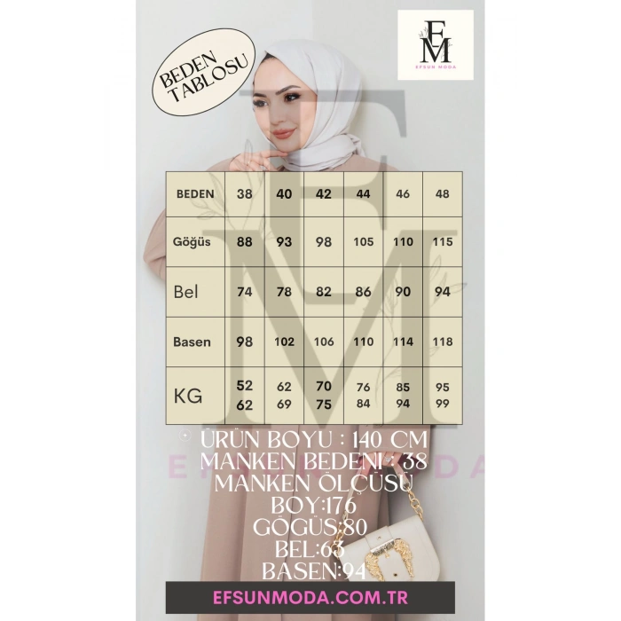 NAKIŞLI ABAYA TESETTÜR GIYIM KADIN FERACE ELBİSE 814 SİYAH