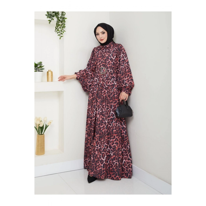 LEOPAR DESENLİ ELBİSE KAPLMA KEMER 2002