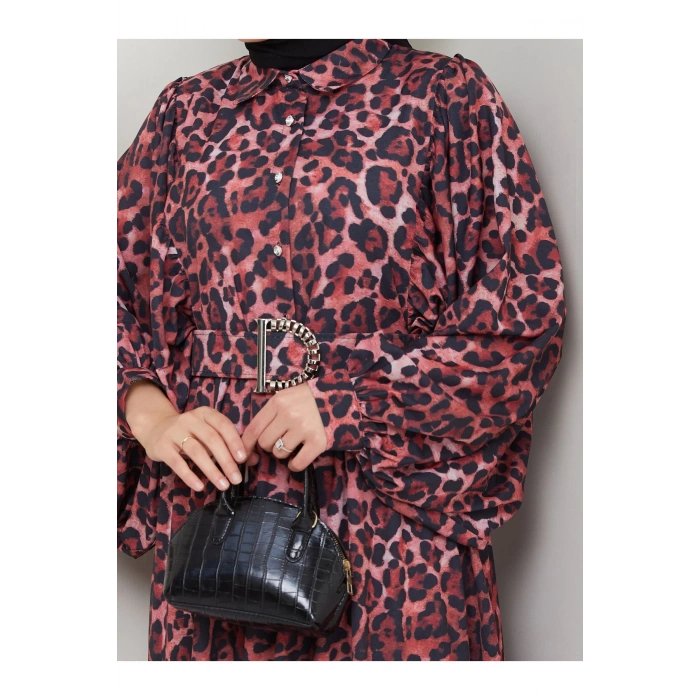 LEOPAR DESENLİ ELBİSE KAPLMA KEMER 2002