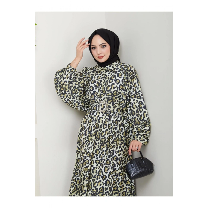 LEOPAR DESENLİ ELBİSE KAPLMA KEMER 2002