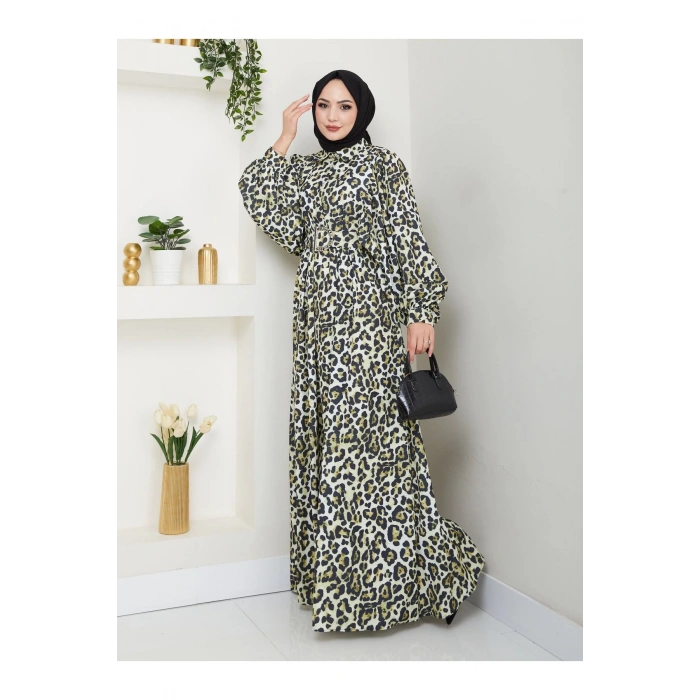 LEOPAR DESENLİ ELBİSE KAPLMA KEMER 2002