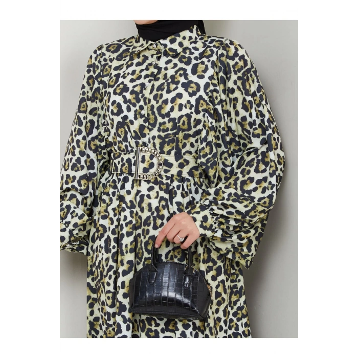 LEOPAR DESENLİ ELBİSE KAPLMA KEMER 2002