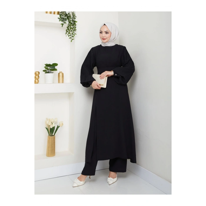 UZUN TAKIM 120CM BOY ÖNDEN YIRTMAÇLI KOLU PİLİSELİ PANTOLON TAKIM 840