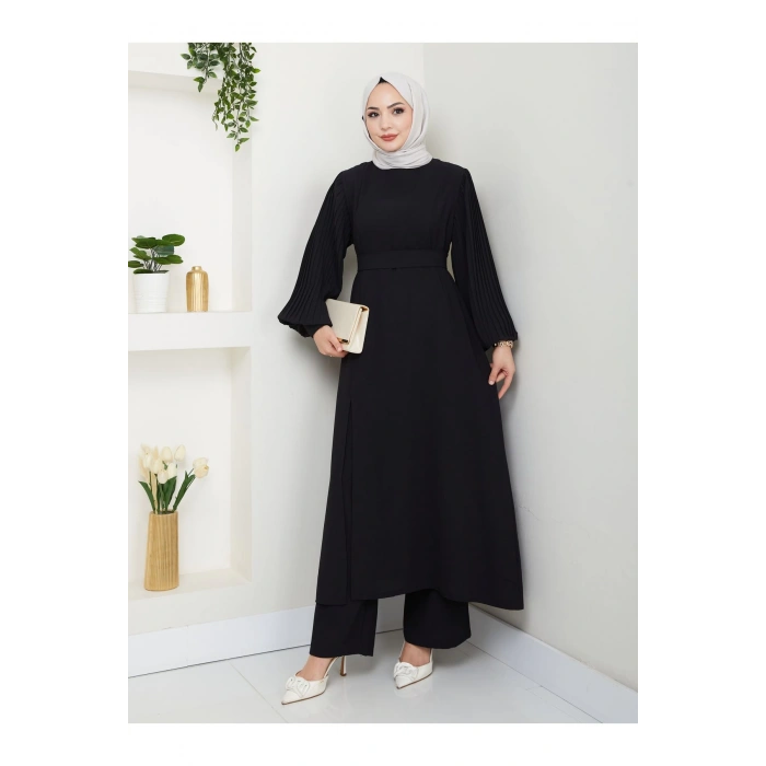 UZUN TAKIM 120CM BOY ÖNDEN YIRTMAÇLI KOLU PİLİSELİ PANTOLON TAKIM 840