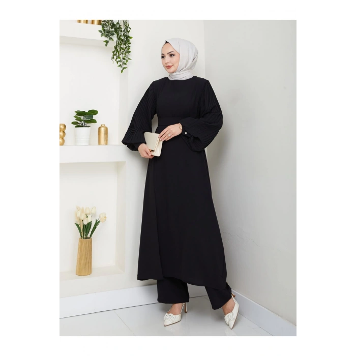 UZUN TAKIM 120CM BOY ÖNDEN YIRTMAÇLI KOLU PİLİSELİ PANTOLON TAKIM 840