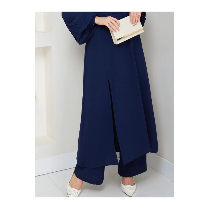 UZUN TAKIM 120CM BOY ÖNDEN YIRTMAÇLI KOLU PİLİSELİ PANTOLON TAKIM 840