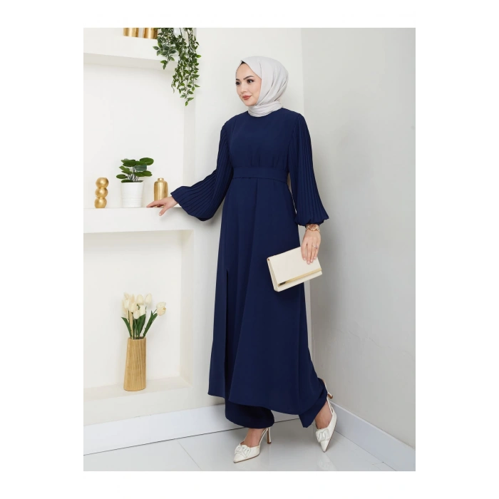 UZUN TAKIM 120CM BOY ÖNDEN YIRTMAÇLI KOLU PİLİSELİ PANTOLON TAKIM 840