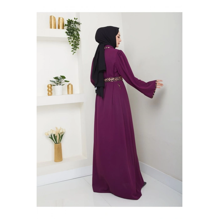 LEOPAR DETAYLI GÖMLEK YAKA ELBİSE LEOPAR KUŞAKLI FULL DÜĞME KAPAMA