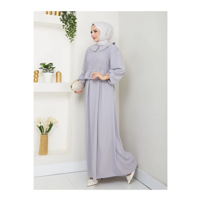 ETEKLI GİPELİ BLUZ BEBE YAKA TESETTÜR TAKIM