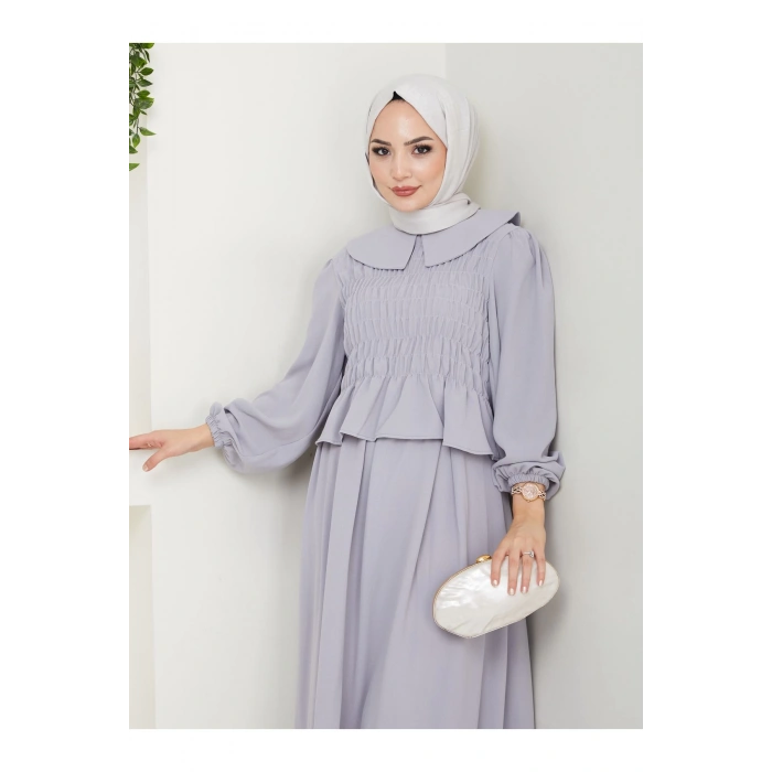 ETEKLI GİPELİ BLUZ BEBE YAKA TESETTÜR TAKIM