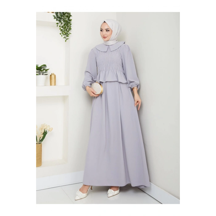 ETEKLI GİPELİ BLUZ BEBE YAKA TESETTÜR TAKIM