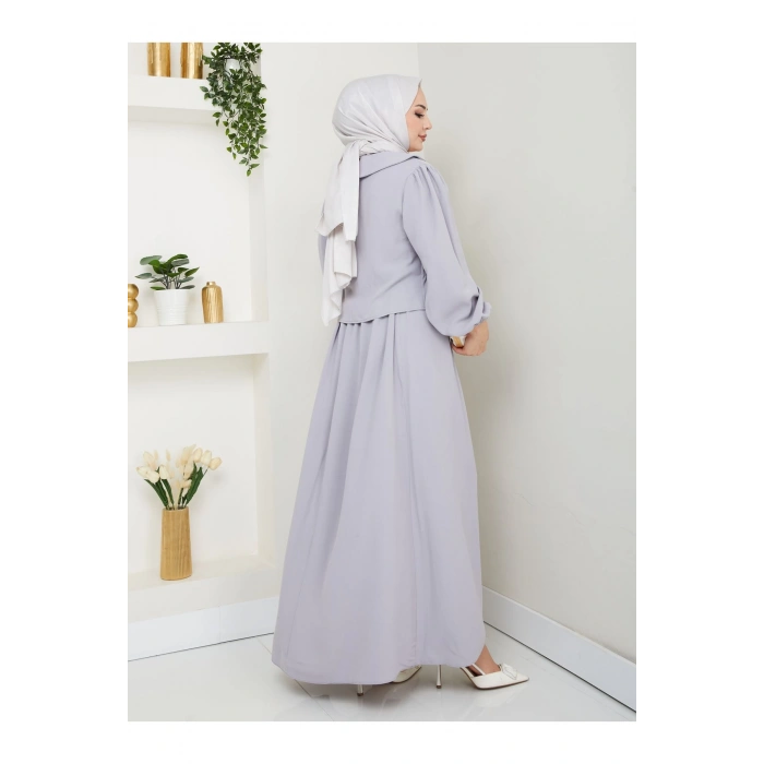 ETEKLI GİPELİ BLUZ BEBE YAKA TESETTÜR TAKIM