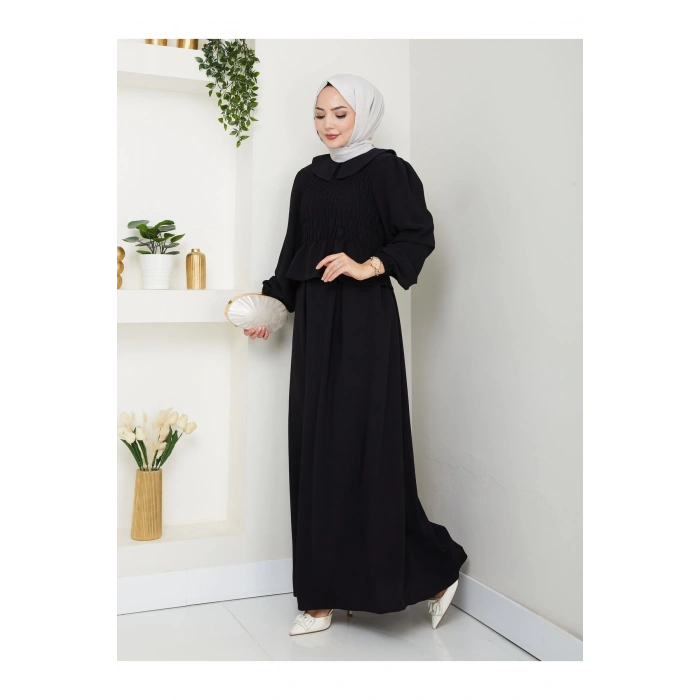 ETEKLI GİPELİ BLUZ BEBE YAKA TESETTÜR TAKIM