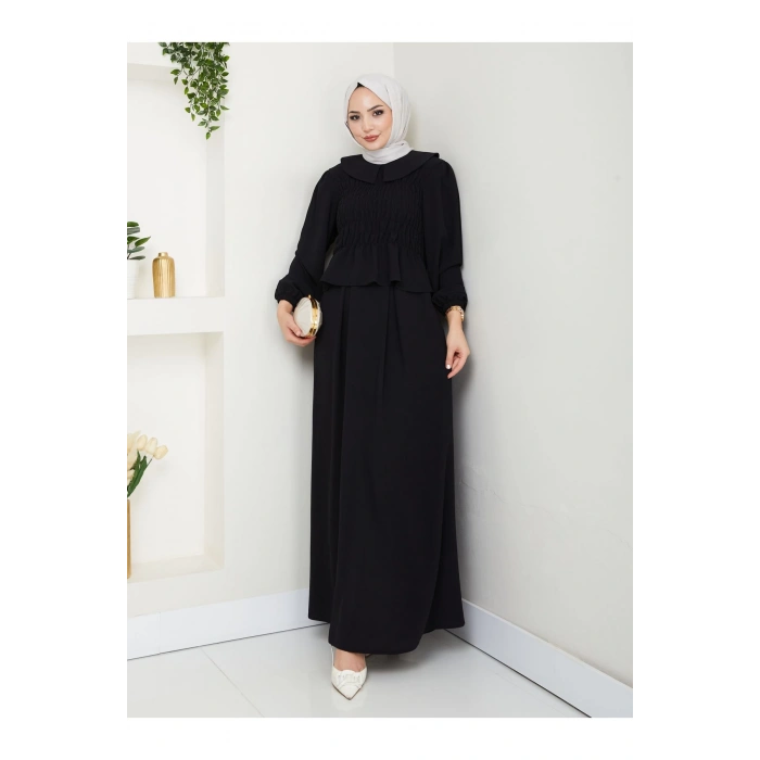 ETEKLI GİPELİ BLUZ BEBE YAKA TESETTÜR TAKIM