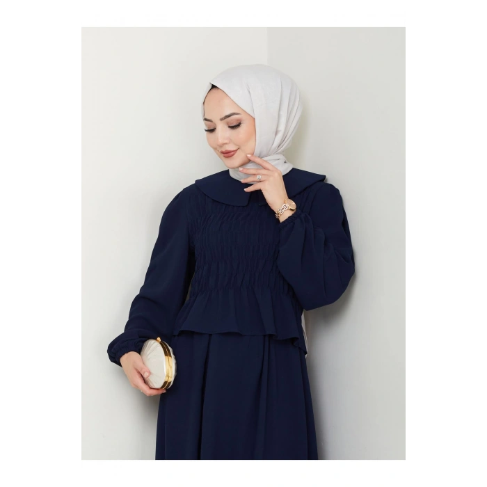 ETEKLI GİPELİ BLUZ BEBE YAKA TESETTÜR TAKIM