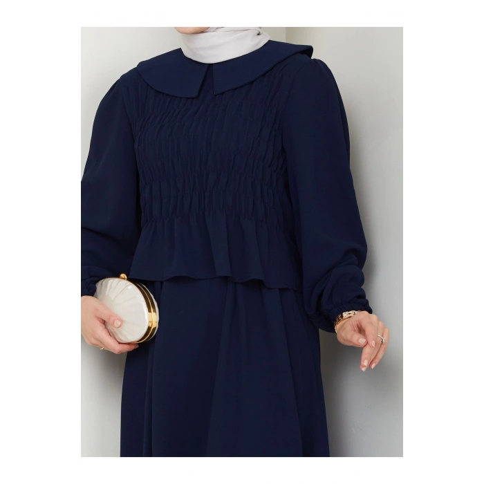 ETEKLI GİPELİ BLUZ BEBE YAKA TESETTÜR TAKIM