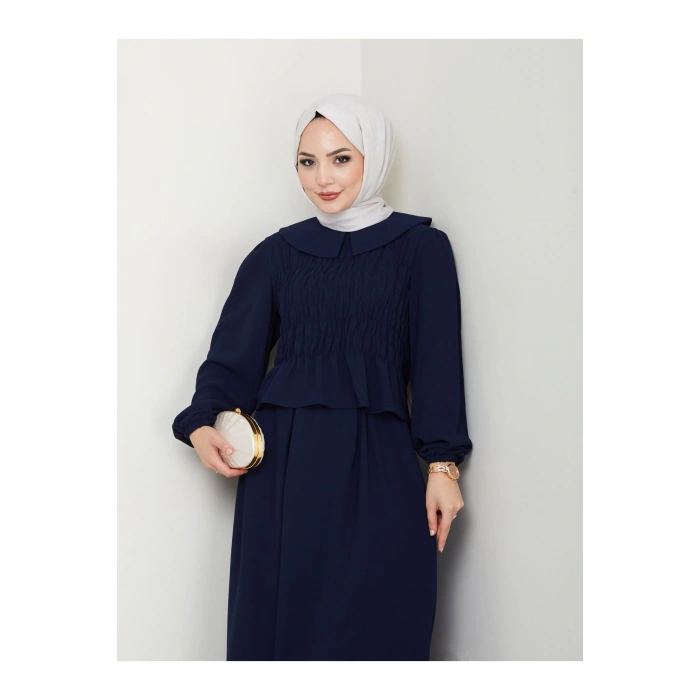 ETEKLI GİPELİ BLUZ BEBE YAKA TESETTÜR TAKIM