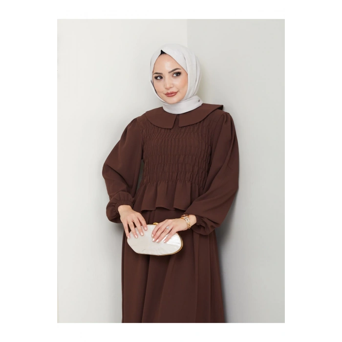 ETEKLI GİPELİ BLUZ BEBE YAKA TESETTÜR TAKIM