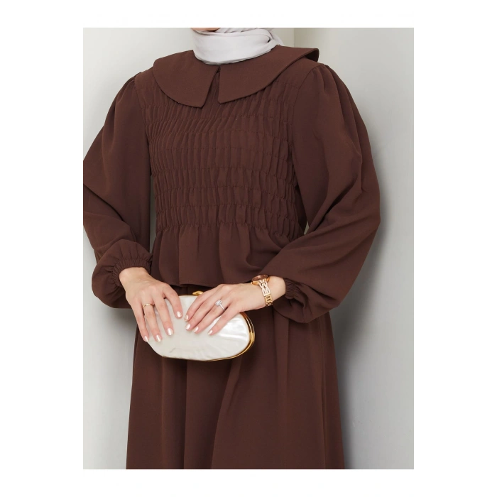 ETEKLI GİPELİ BLUZ BEBE YAKA TESETTÜR TAKIM