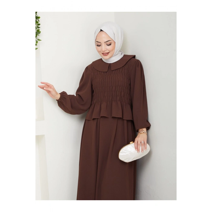 ETEKLI GİPELİ BLUZ BEBE YAKA TESETTÜR TAKIM