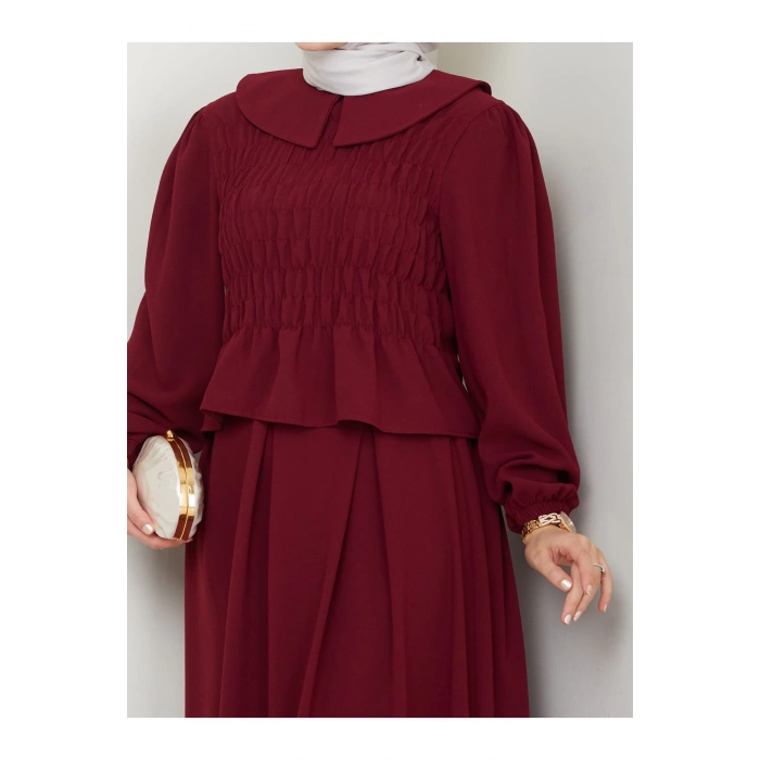 ETEKLI GİPELİ BLUZ BEBE YAKA TESETTÜR TAKIM