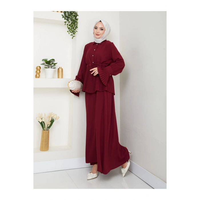 ETEKLI PİLİSELİ DETAYLI TESETTÜR TAKIM