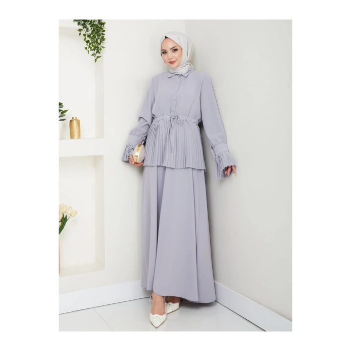 ETEKLI PİLİSELİ DETAYLI TESETTÜR TAKIM