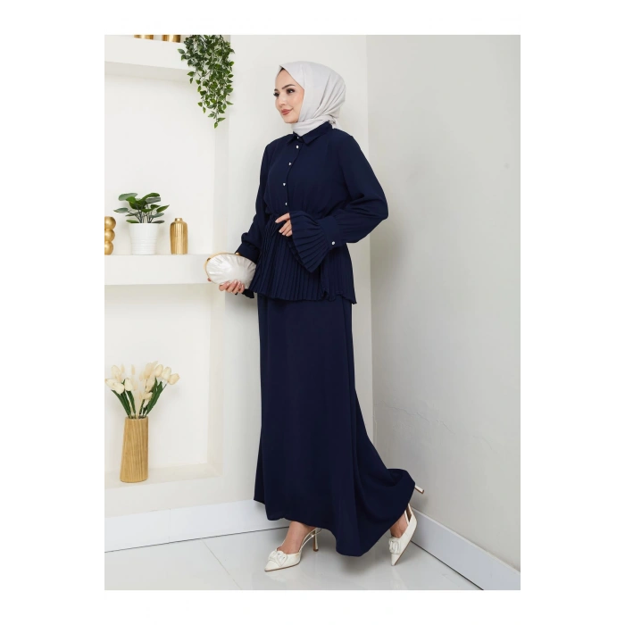 ETEKLI PİLİSELİ DETAYLI TESETTÜR TAKIM