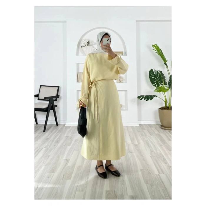 KETEN ETEKLİ TAKIM KOLLARI İPLİ TEK KOLU ETİKET DETAYLI