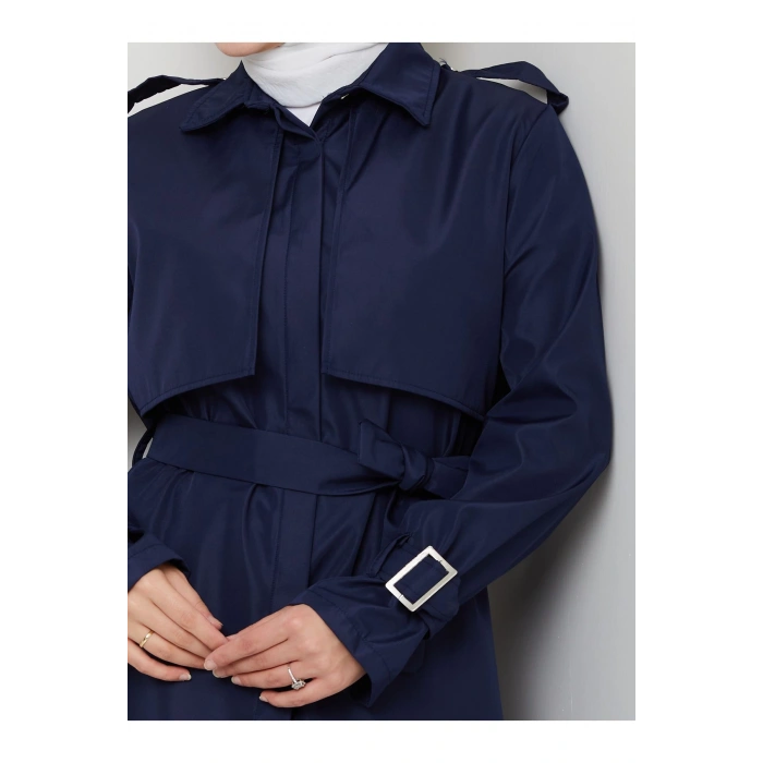 UZUN TRENCH 140 CM BOYUNDA TRENÇKOT LACİVERT